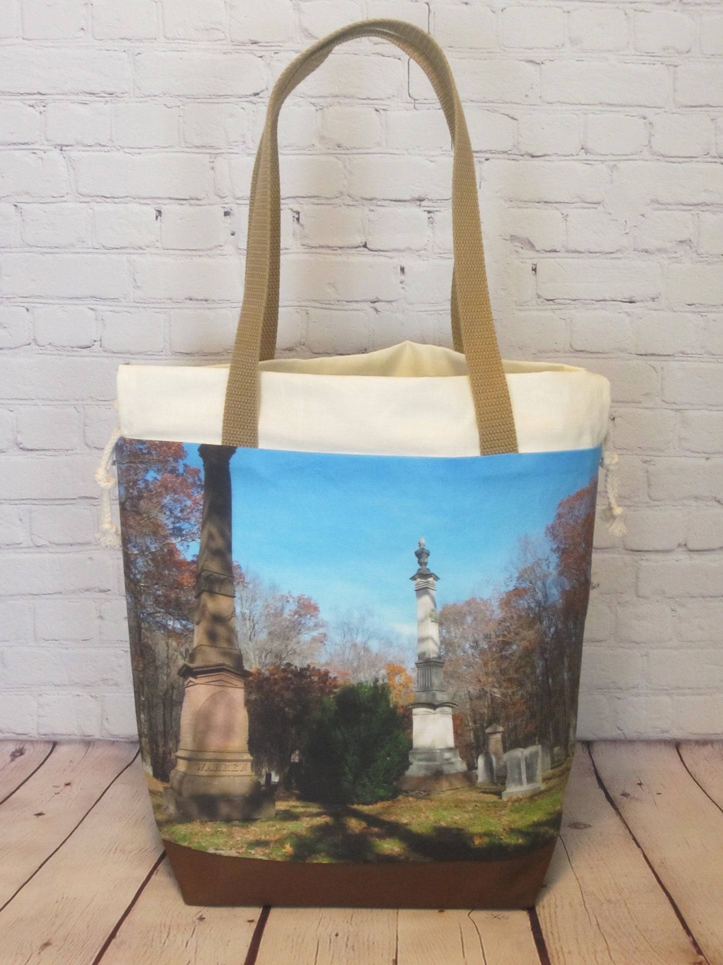 Cemetery Tote Bag with Pockets. Large Knitting or Crocheting Project Bag.