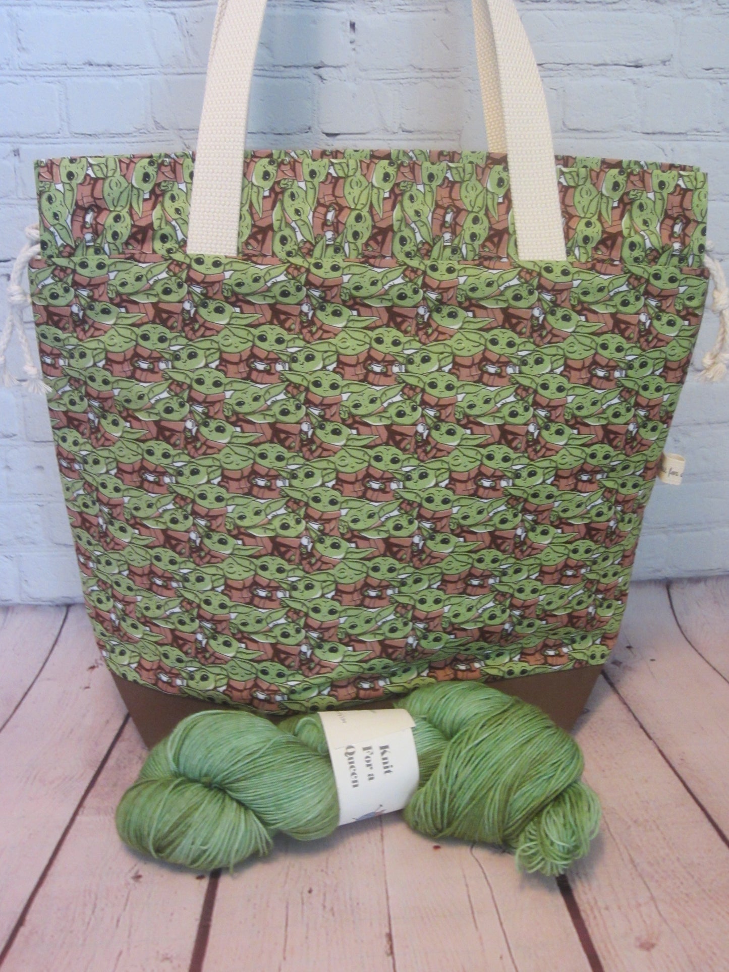 Baby Yoda Large Knitting Tote Bag