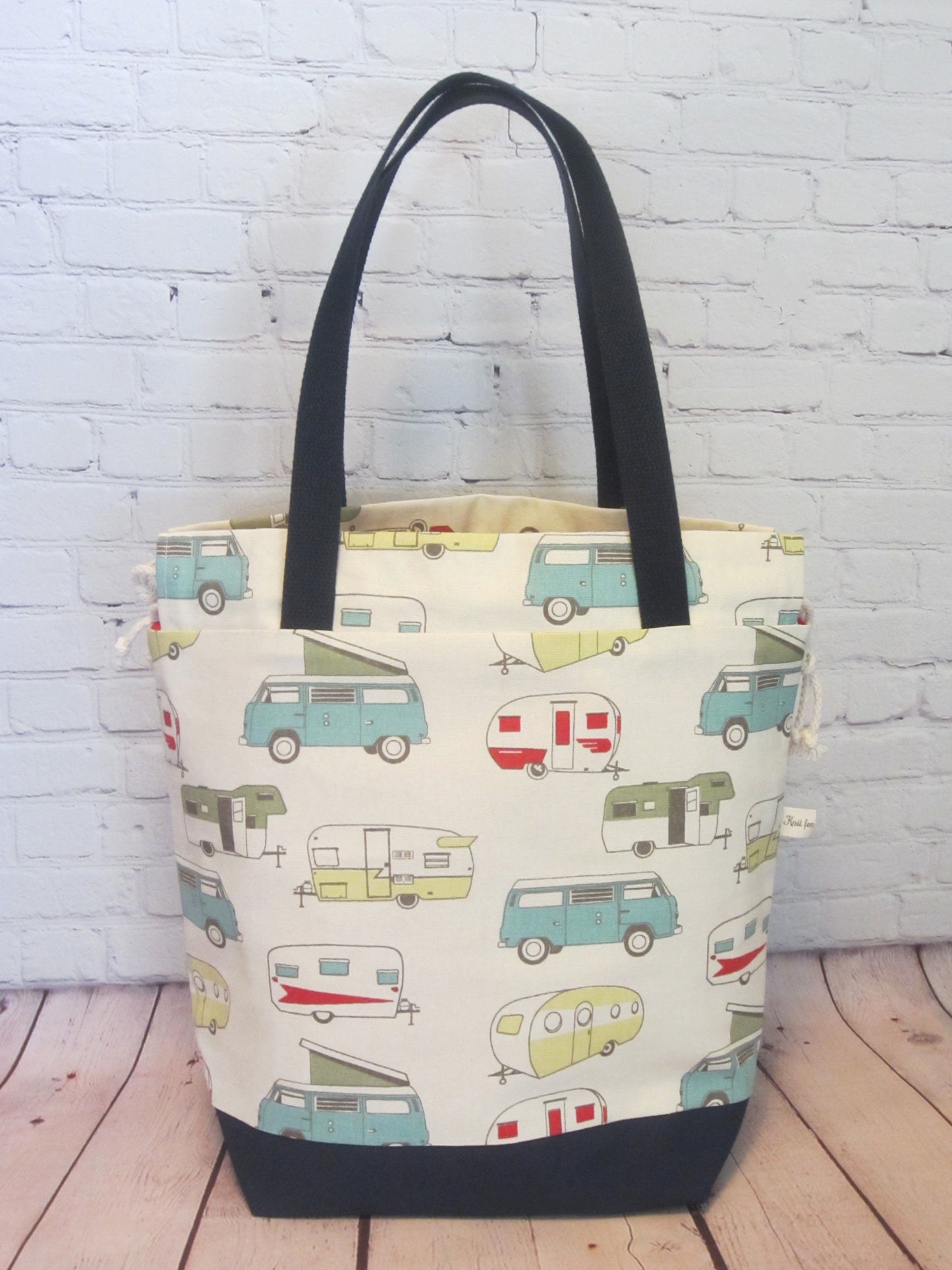 Happy Camper Large Knitting Tote Bag