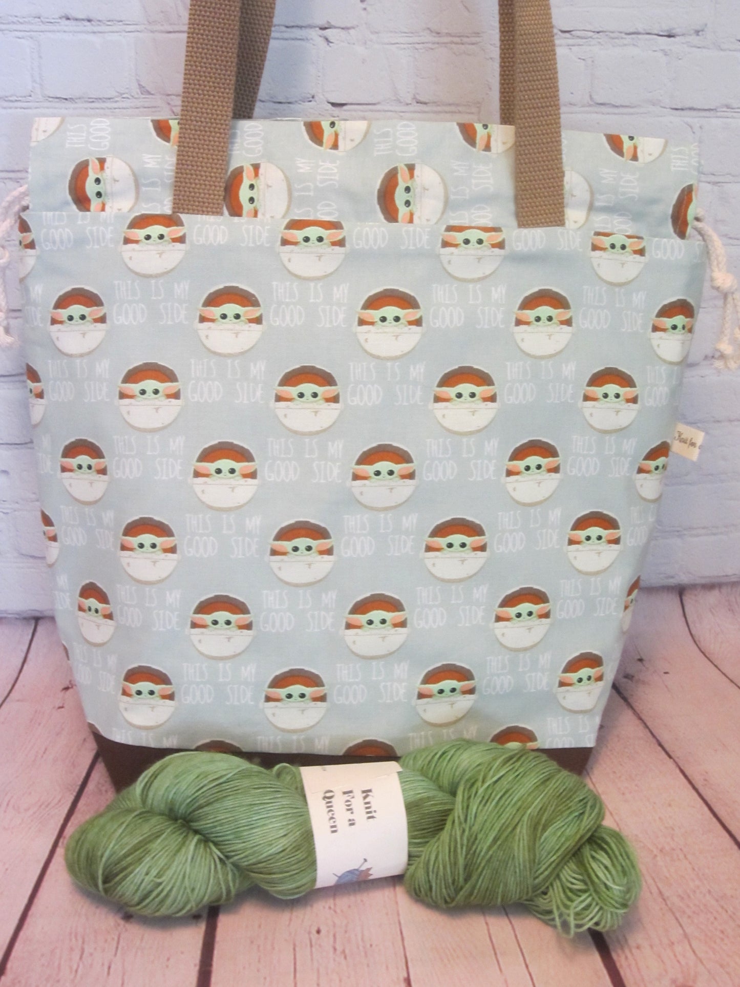 Baby Yoda Large Knitting Tote Bag